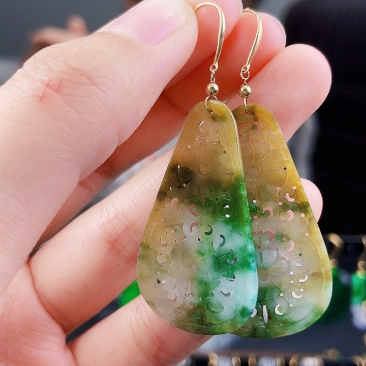 翡翠耳饰18K金镶嵌饰品
