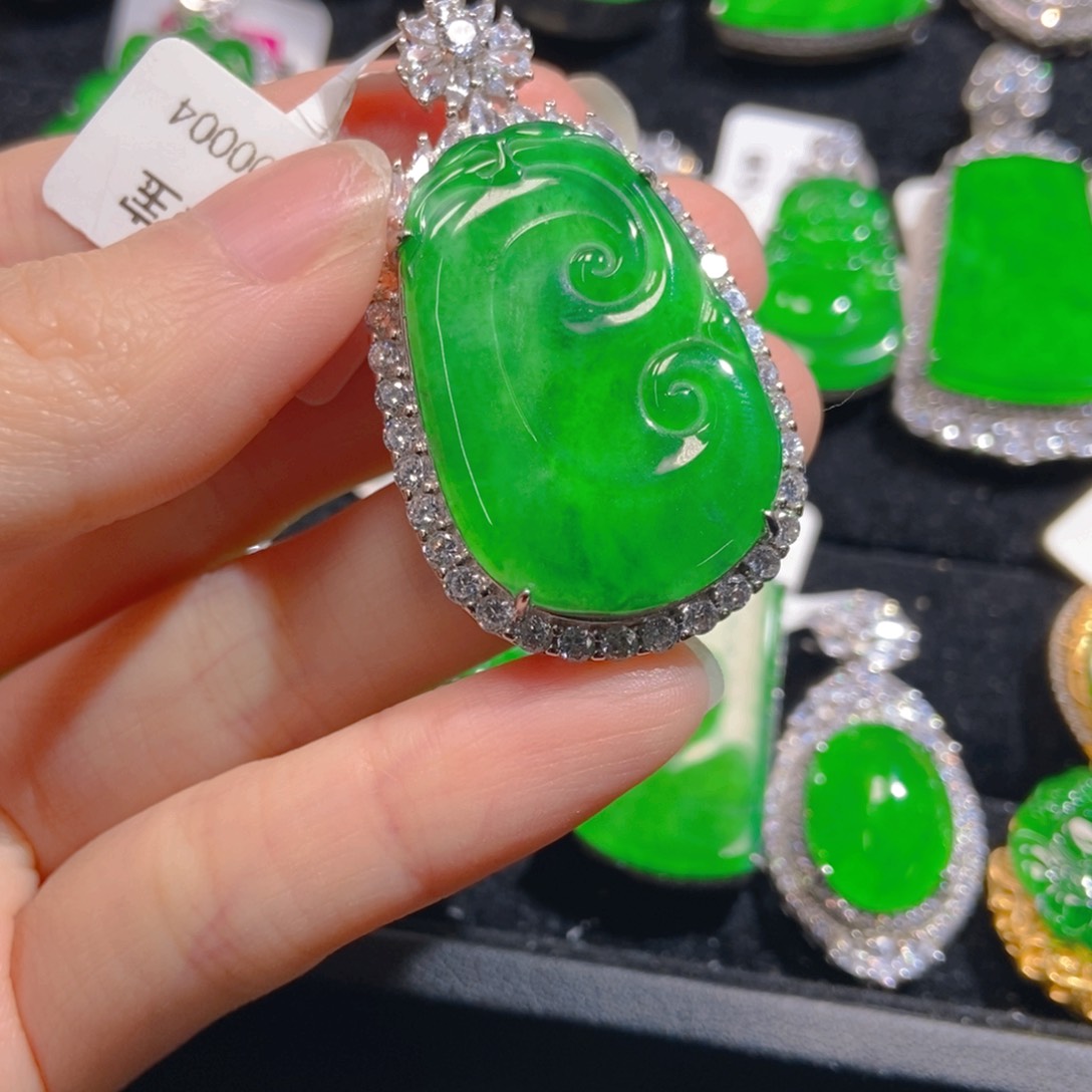 翡翠吊坠(不含链)银S925镶嵌