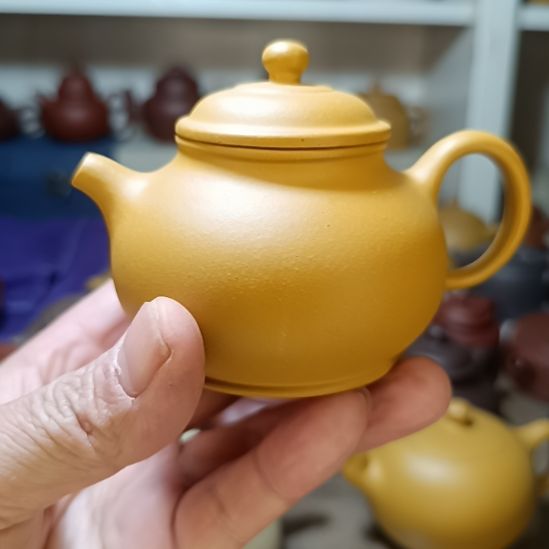 茶壶紫砂原矿黄金段泥高潘壶200cc半手工