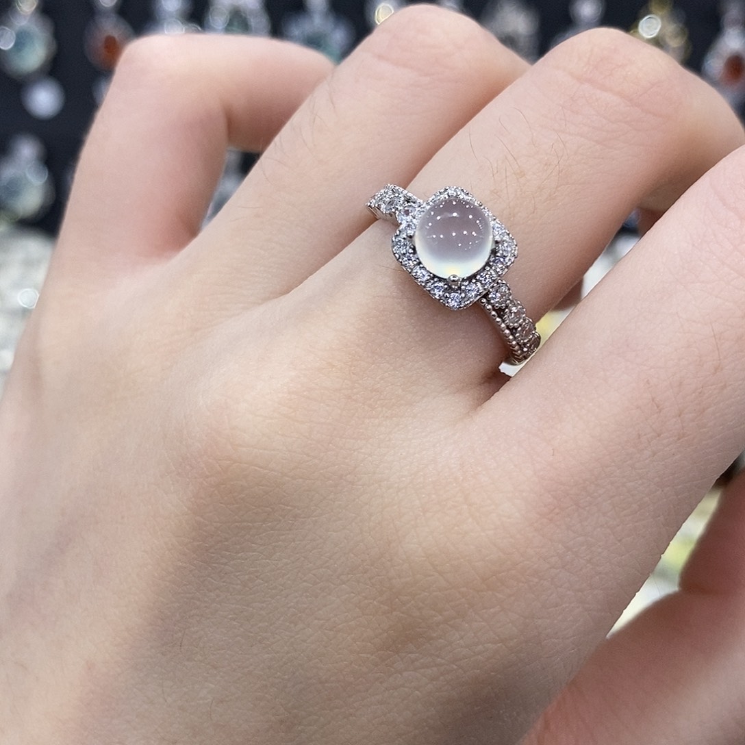 蛇纹石玉银S925镶嵌戒指