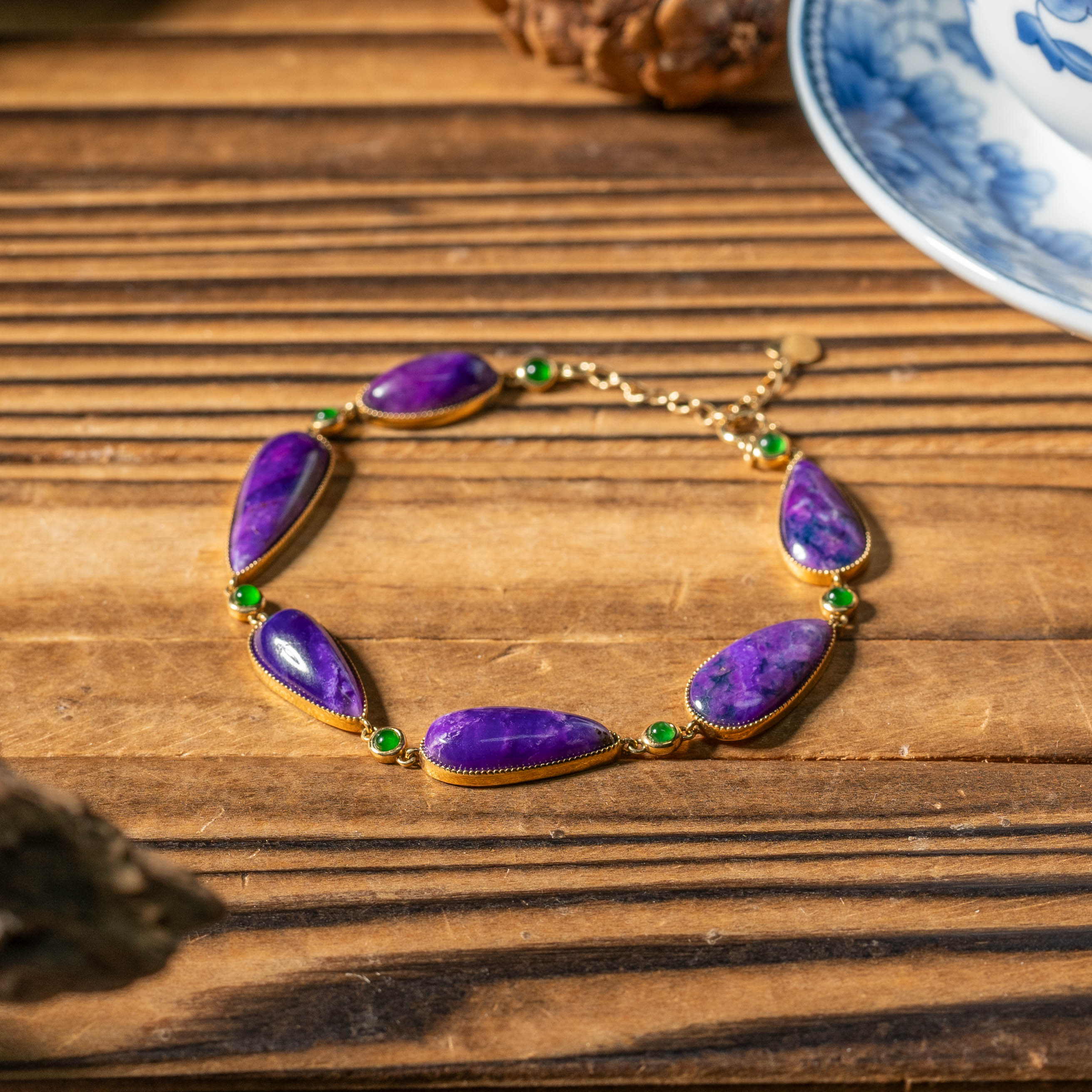 18K金帝王紫全玉化舒俱来DIY手链/多样性发一/C1037/孤