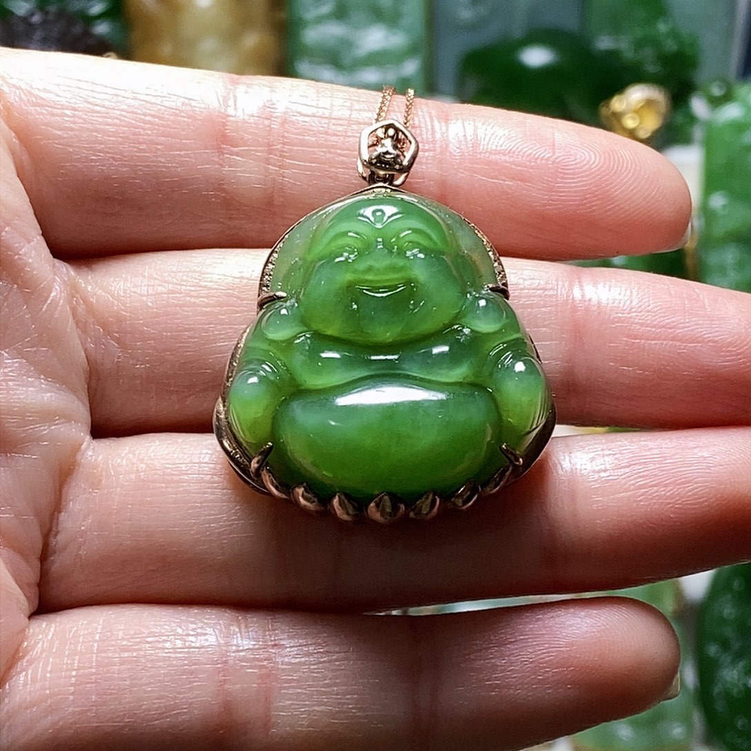 和田玉颈饰银S925镶嵌