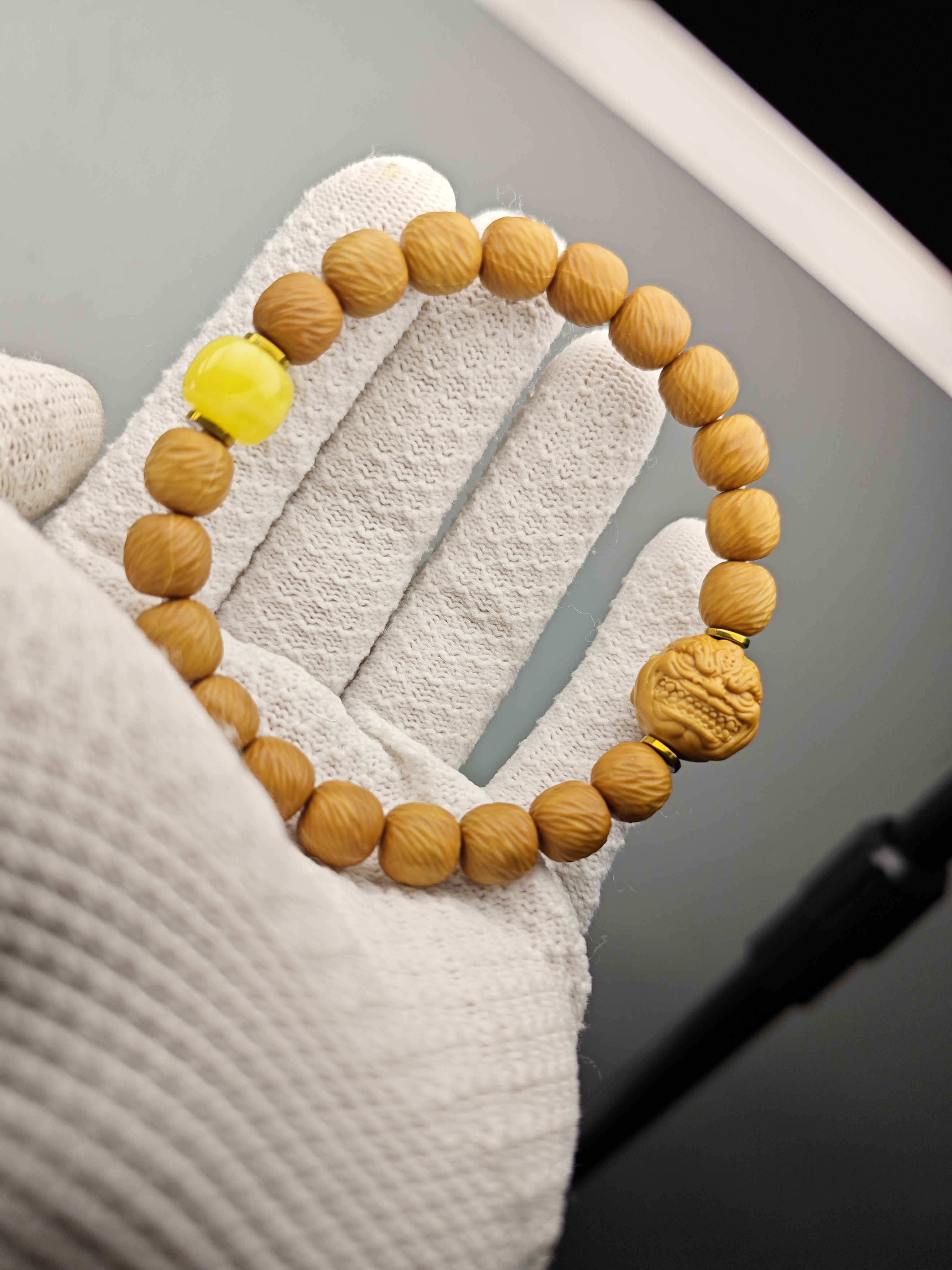 微微瑕云锦猴头手串福利款+素单颗文玩猴头