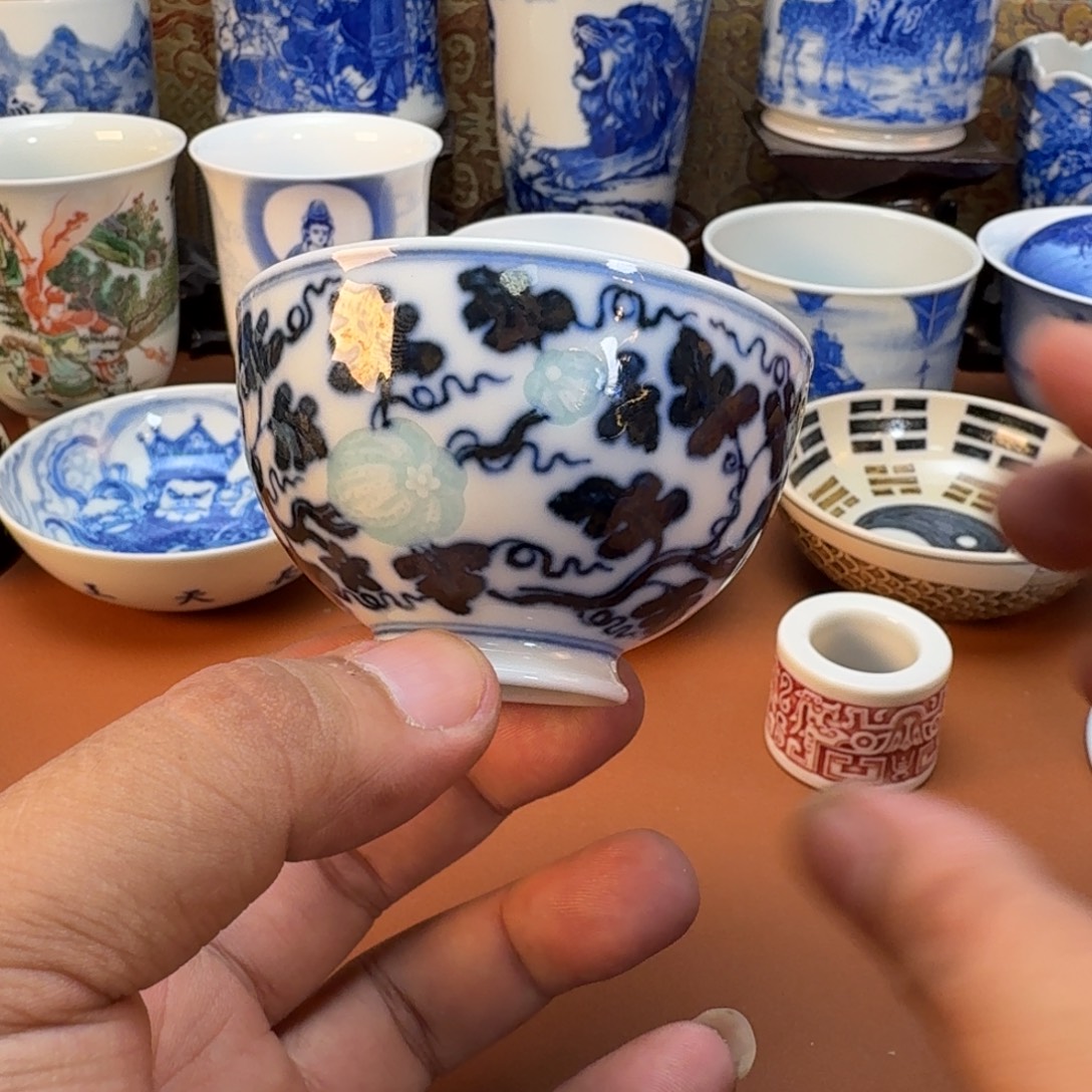 千***然陶杯子景德镇全手工手绘陶瓷