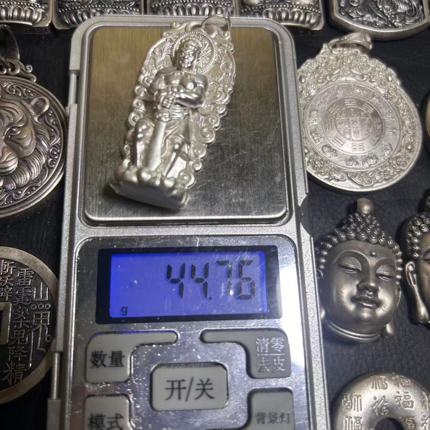 吊坠足银 纯银吊坠999足银不动明王吊坠