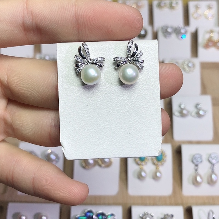 淡水珍珠耳饰银S925镶嵌