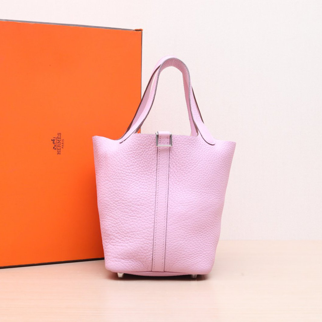 99新 Hermes/爱马仕 -488小花6枫18 菜篮子锦葵紫 TC皮 U刻 银扣