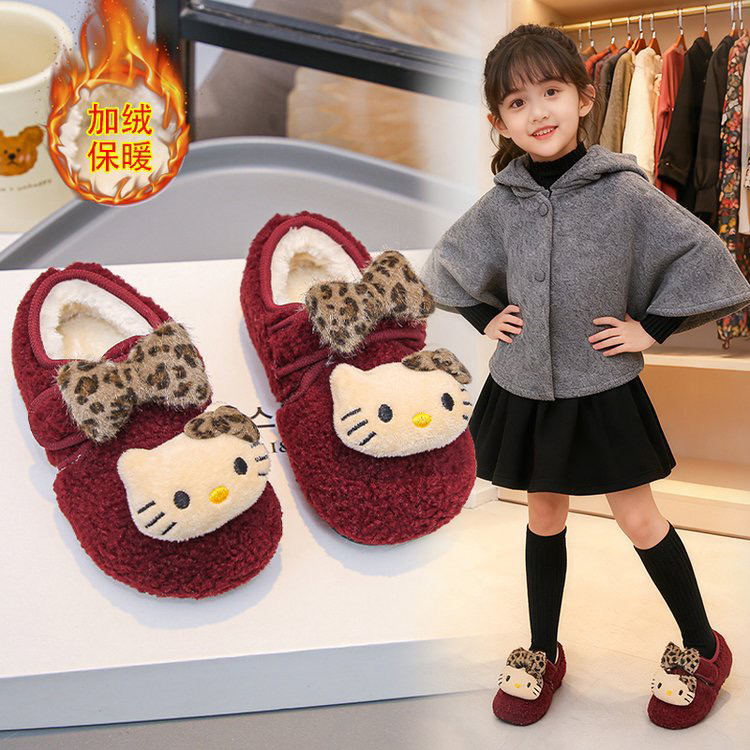儿童鞋子2025秋冬韩版女童加绒毛毛鞋棉鞋软底防滑保暖ins勃肯鞋