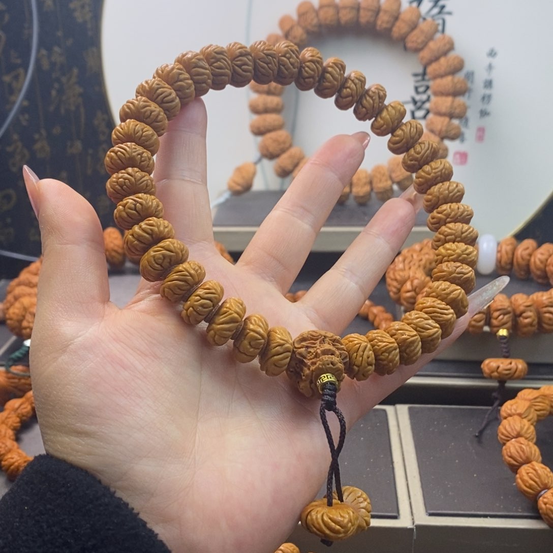 桃核手串六***榴龙纹桃核祥云