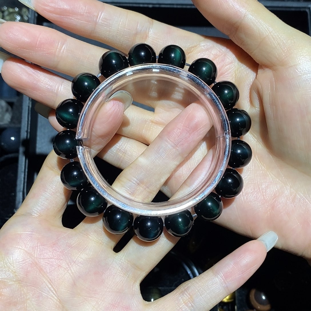 北***原黑曜岩未镶嵌手链