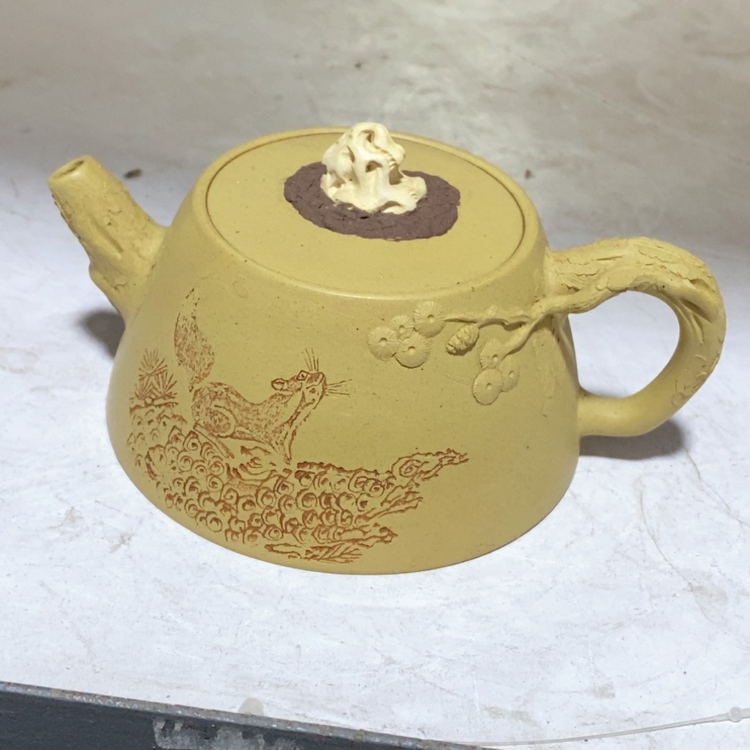 紫砂茶壶白14 松瓦 本山段