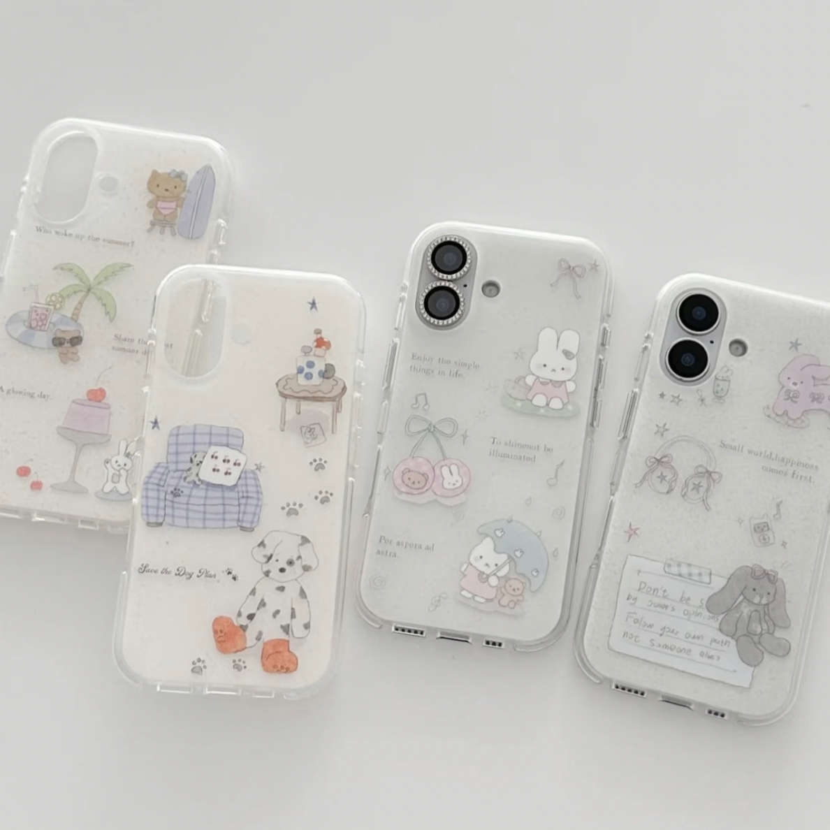 可爱卡通插画白色磨砂imd双层手机壳适用苹果iPhone16/15/14可爱