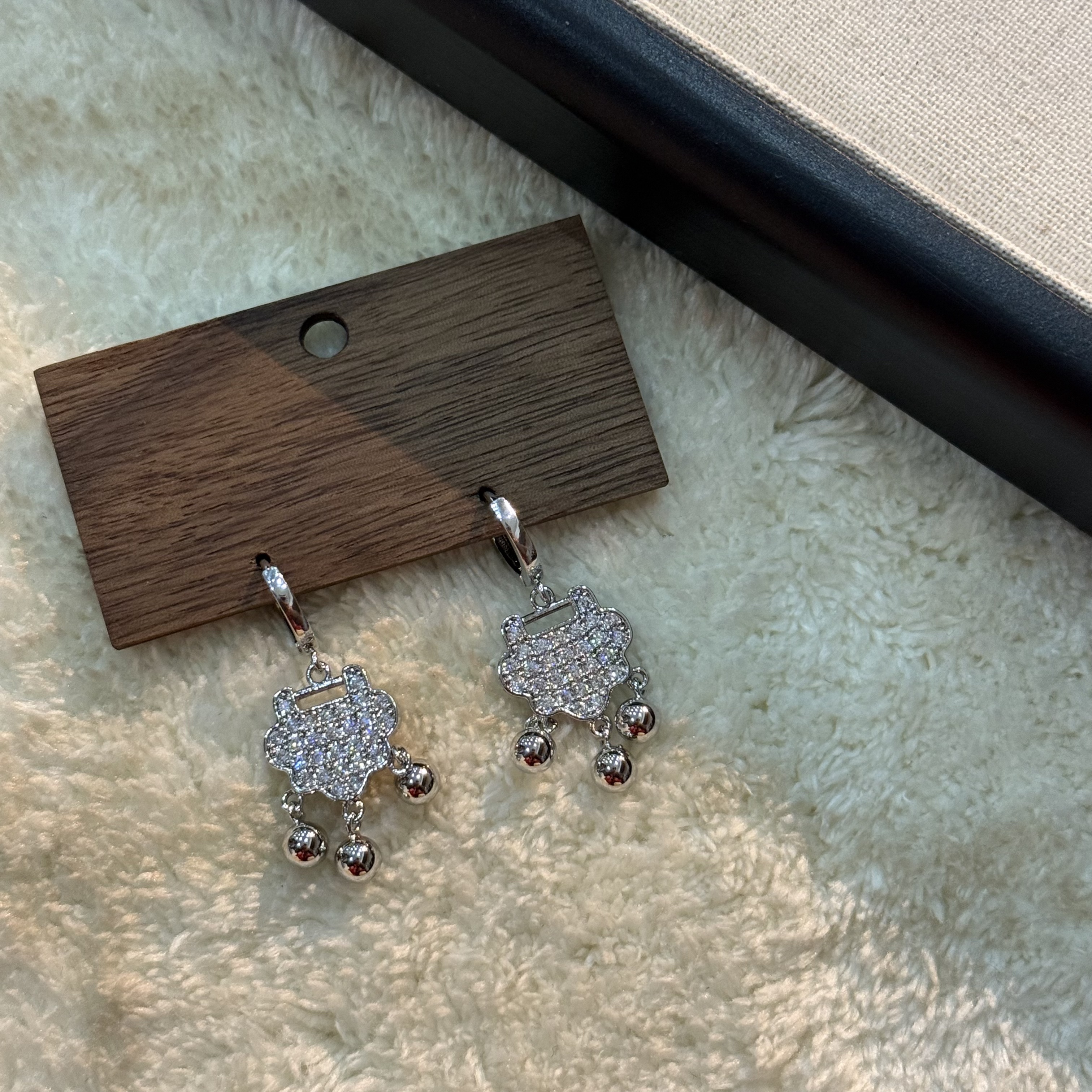 铜合金锆石耳饰 HRY0-铜合金平安锁个性创意耳钉HRY0-803