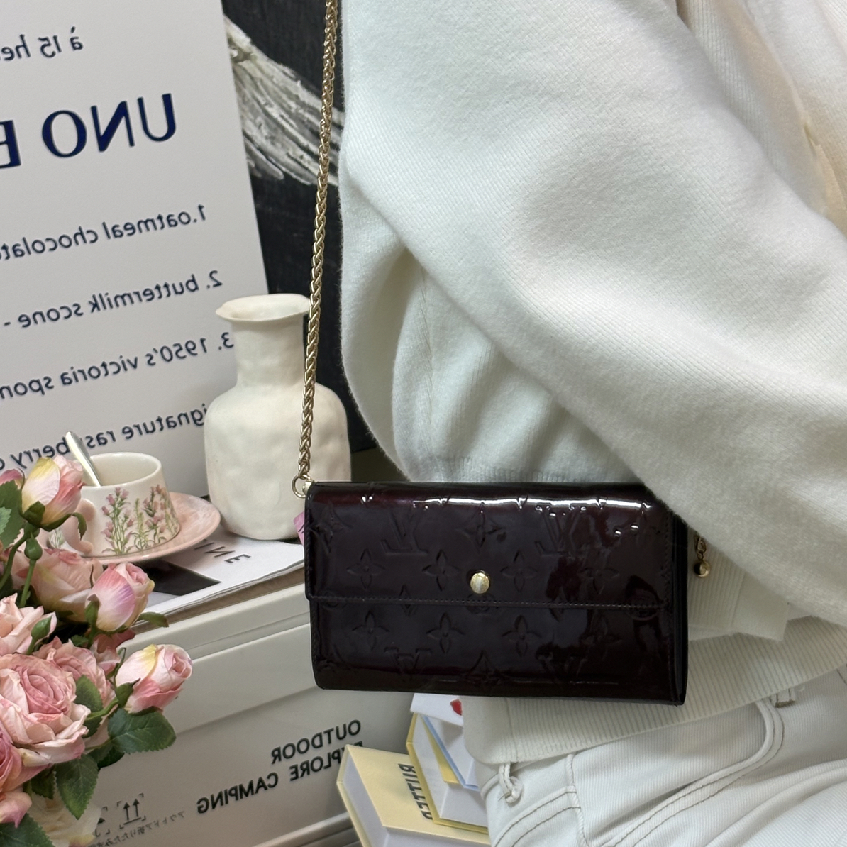 95新 LouisVuitton/路易威登 酒红色单肩斜挎包