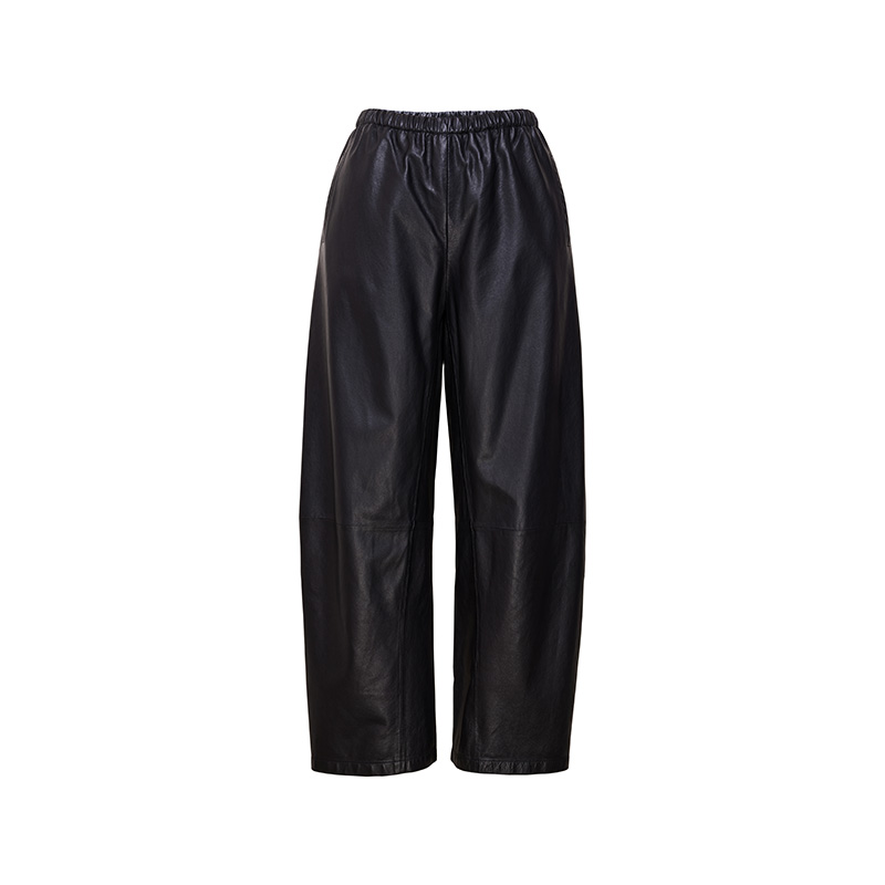 TRACYCHU黑色超柔BABY羊皮轮廓显瘦休闲皮裤时尚气质显瘦秋季新款