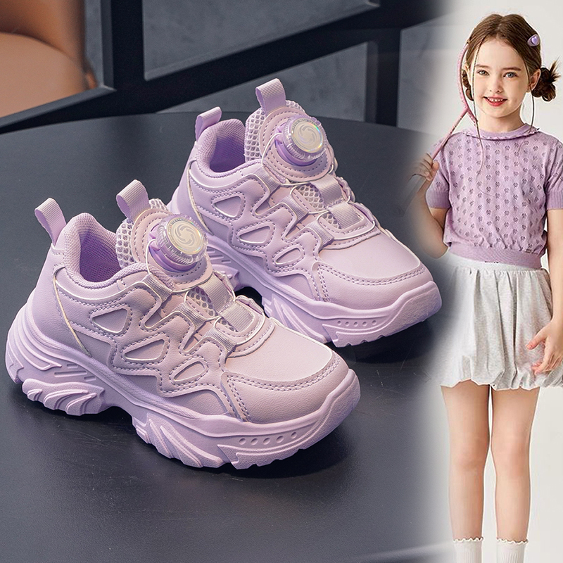 女童鞋子2025秋冬加绒中大童老爹鞋百搭男童学生儿童鞋皮面运动鞋