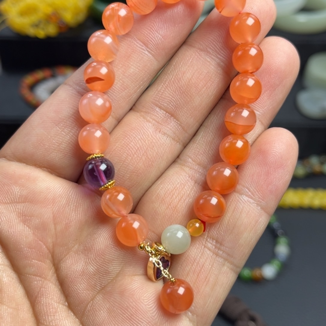 南红玛瑙手链合金