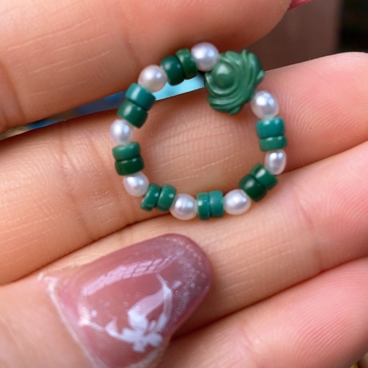 绿松石项链未镶嵌油绿莲花戒圈