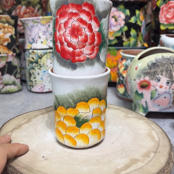 景德镇红陶精品手绘陶瓷