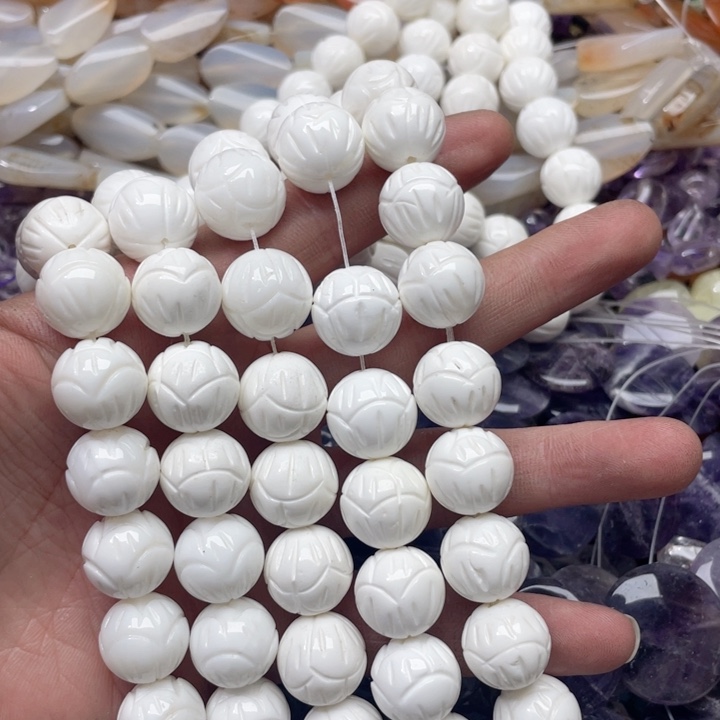 玛瑙/玉髓合金珠宝半成品一条16mm车车莲花