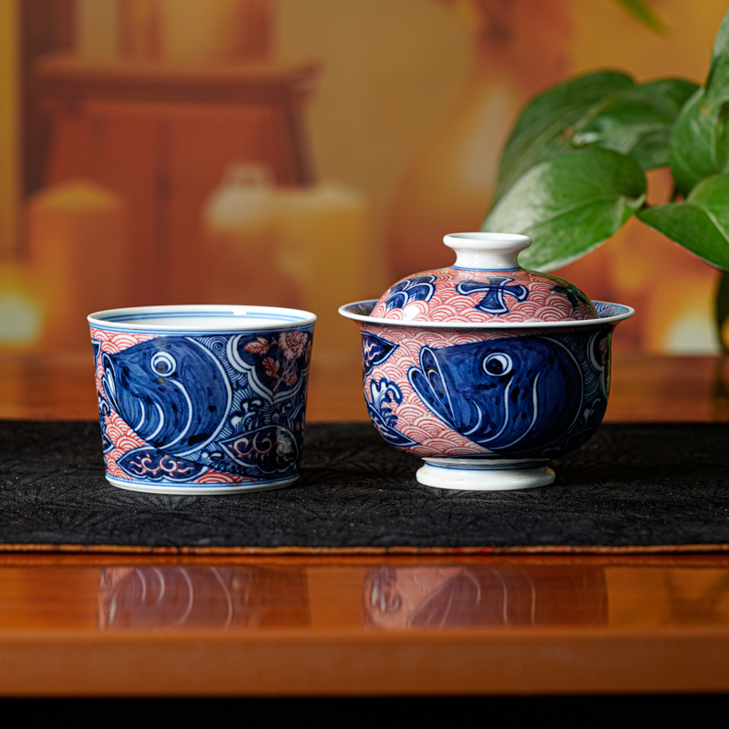 【小乔赏瓷】沐茗古韵青花釉里红套装mmgy351