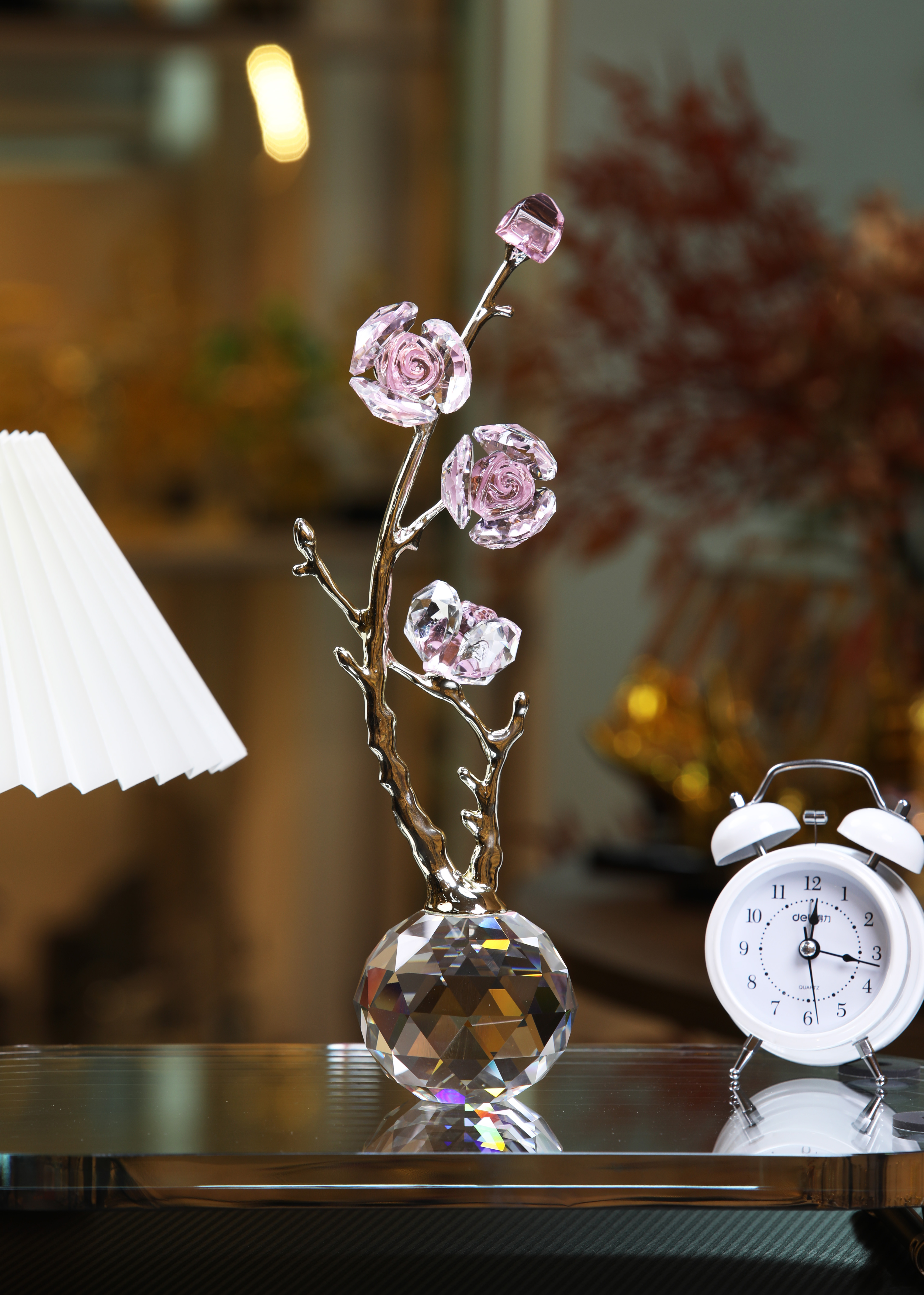 FB高端轻奢正品水晶玫瑰花摆件装饰品工艺品礼品自主研发版权所有