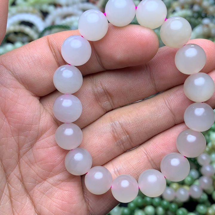 和田玉未镶嵌手串藕粉 福利款 有微瑕 介意勿拍