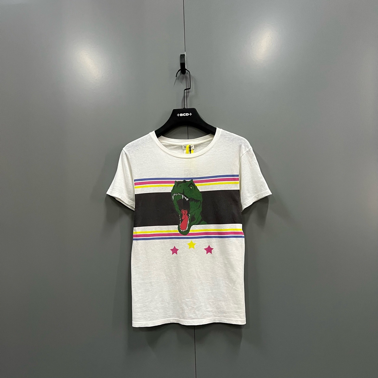 95新 YSL/圣罗兰 （bb1）恐龙印花短袖 尺码如图/302268/无洗标