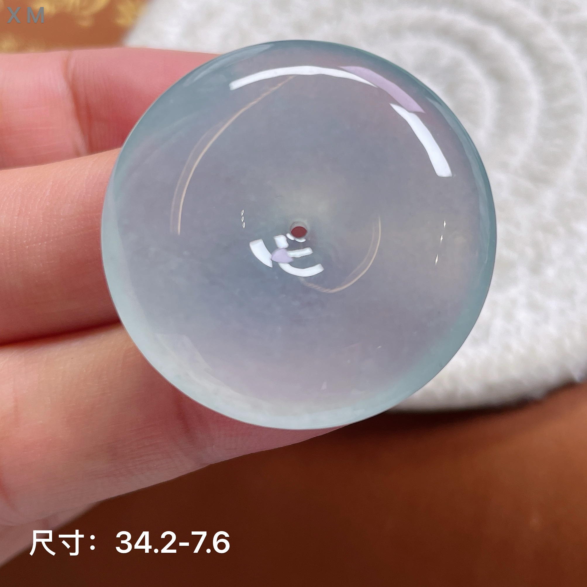 冰种起胶冰透缅甸翡翠平安扣吊坠