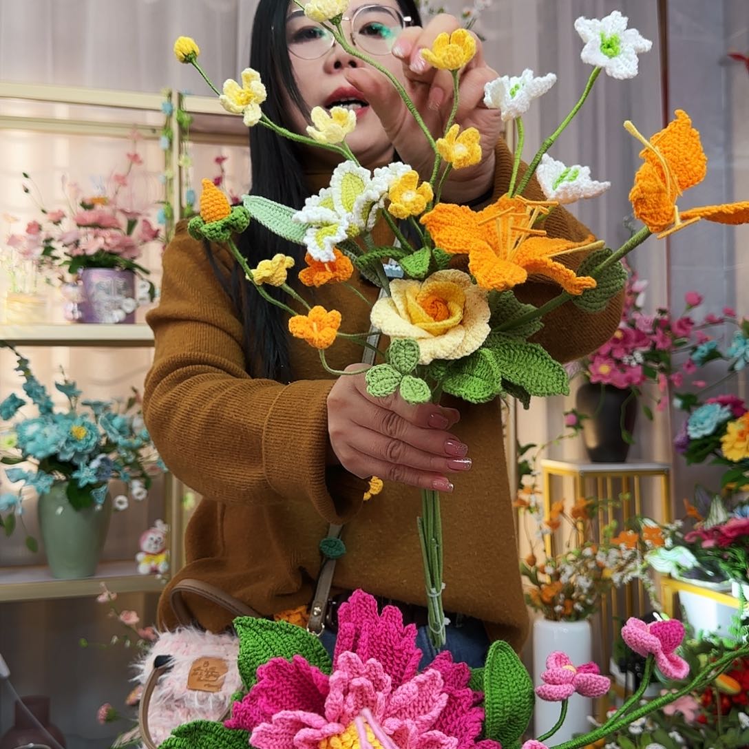纯手工钩织钩织花束