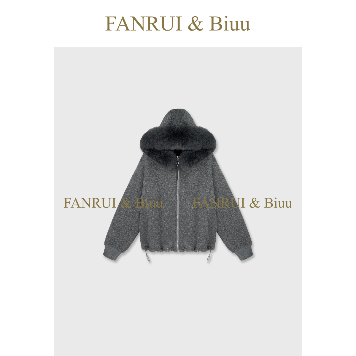 FANRUI/泛芮 「街头绒尚」狐狸毛领连帽复古时髦高级羊毛外套B19492