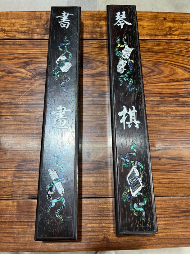 手工艺非遗嵌贝镇尺一对