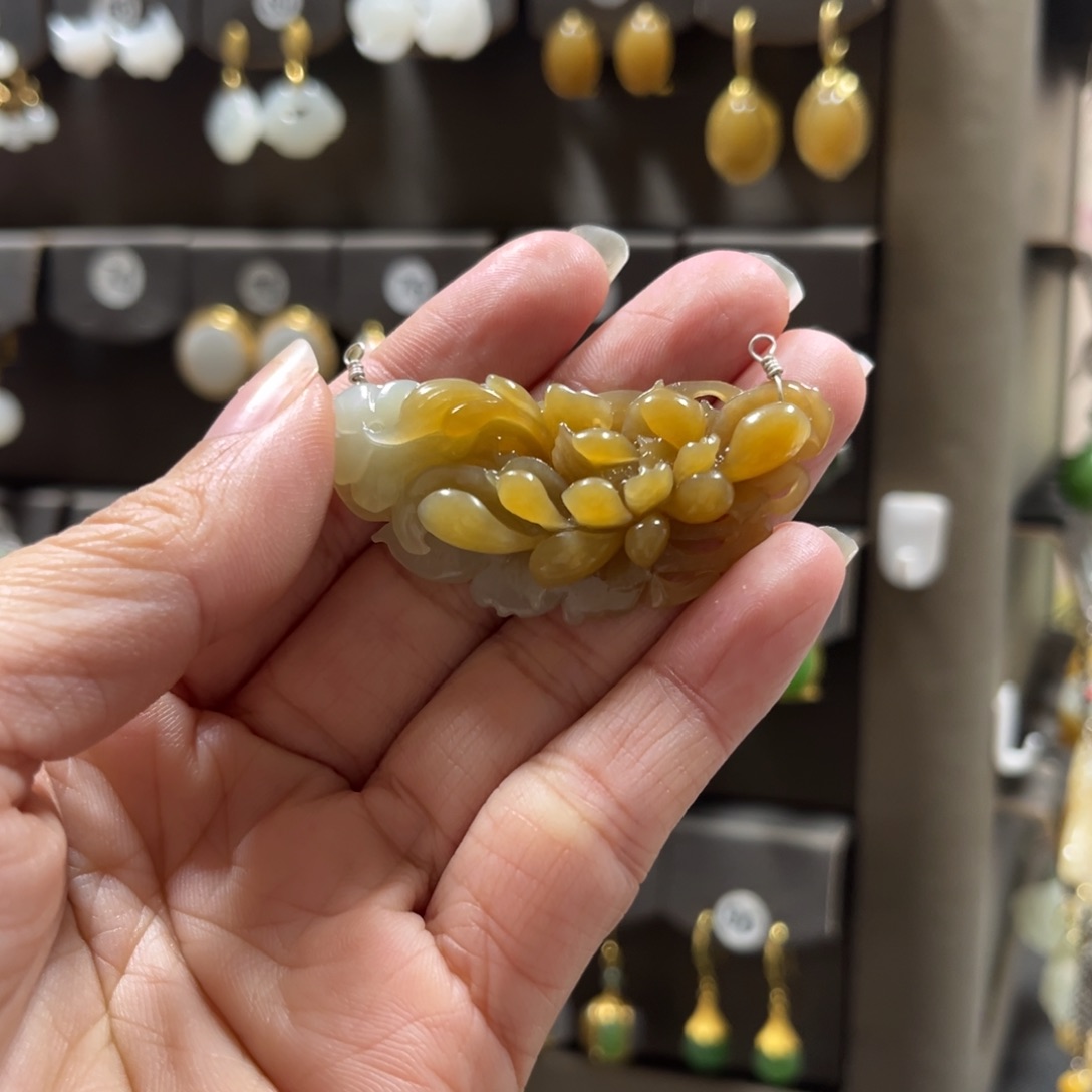 万***渡和田玉银S925镶嵌耳饰