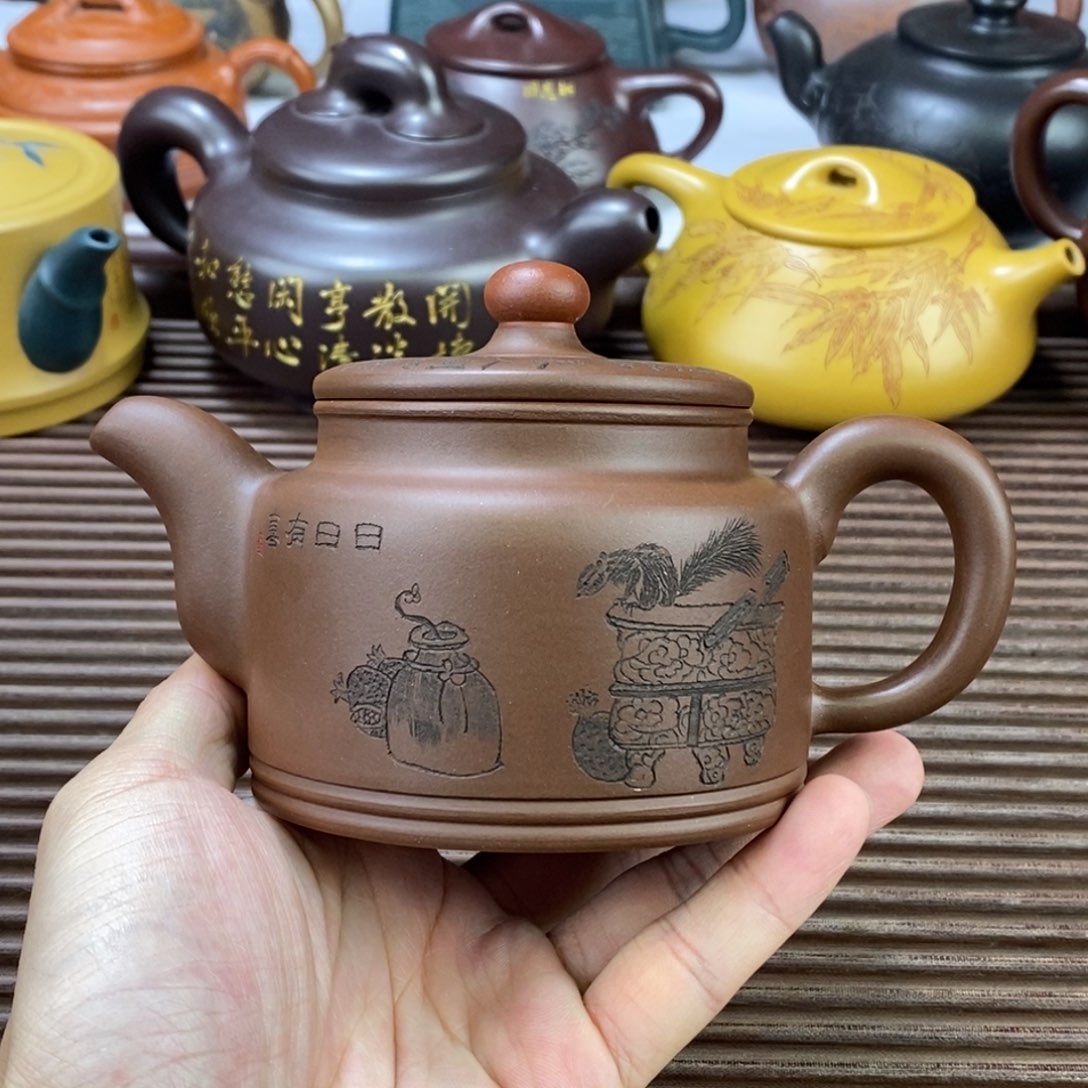茶壶紫砂白1 鸿运当头