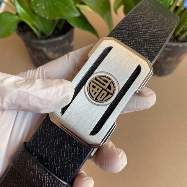   （外穿）福字不锈钢自动扣搭配头层牛皮时尚休闲百搭真皮腰带裤带