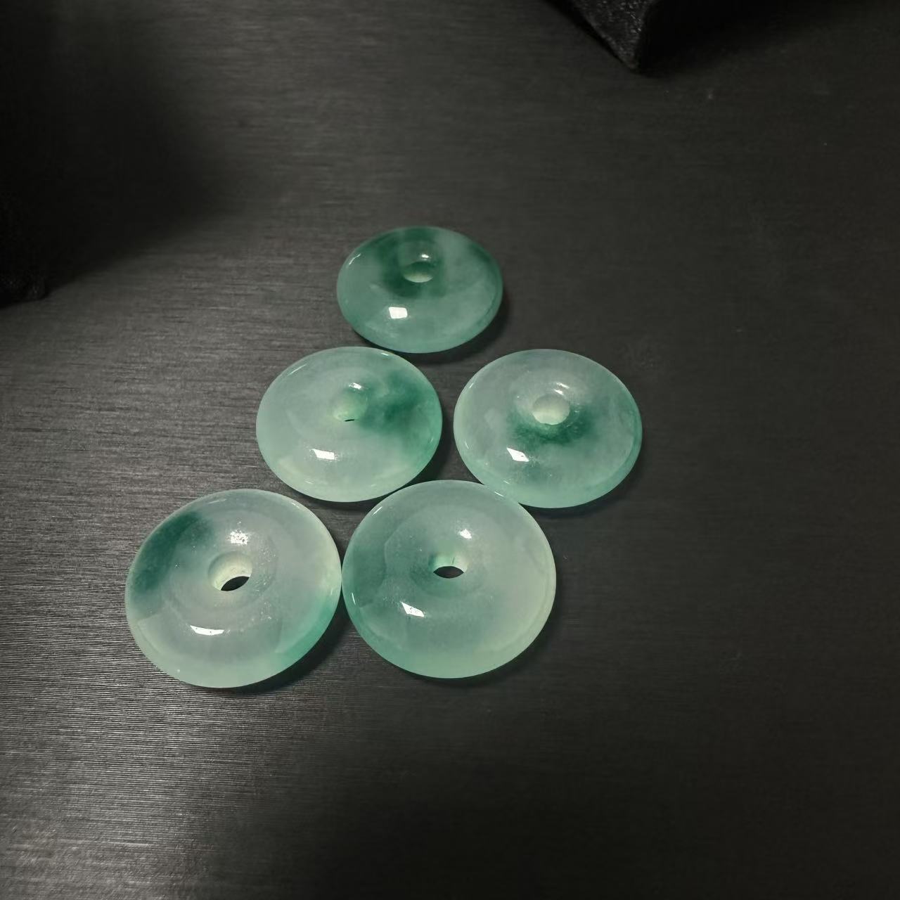 天然缅甸冰飘蓝花平安扣XC004003（多样性发其一）