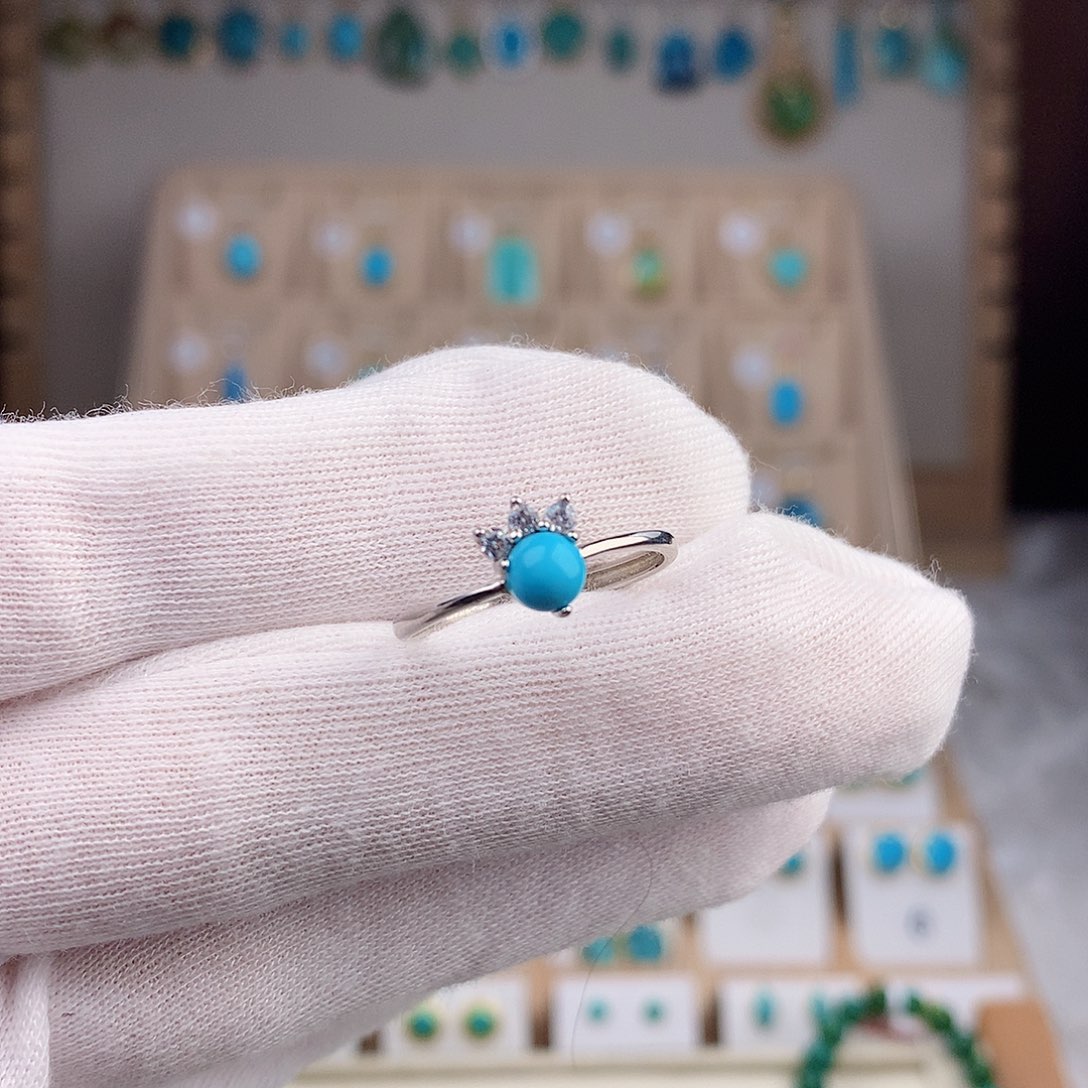 绿松石戒指银S925镶嵌