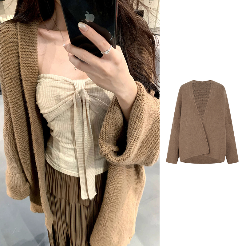 Moses Queen/魔西女王长款慵懒针织开衫毛衣外套鱼尾半身裙套装女