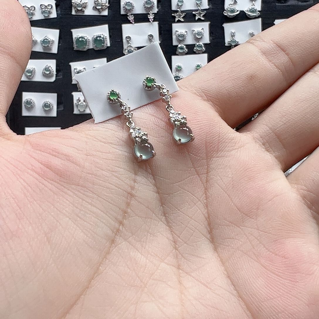 翡翠手链银S925镶嵌天然翡翠A货