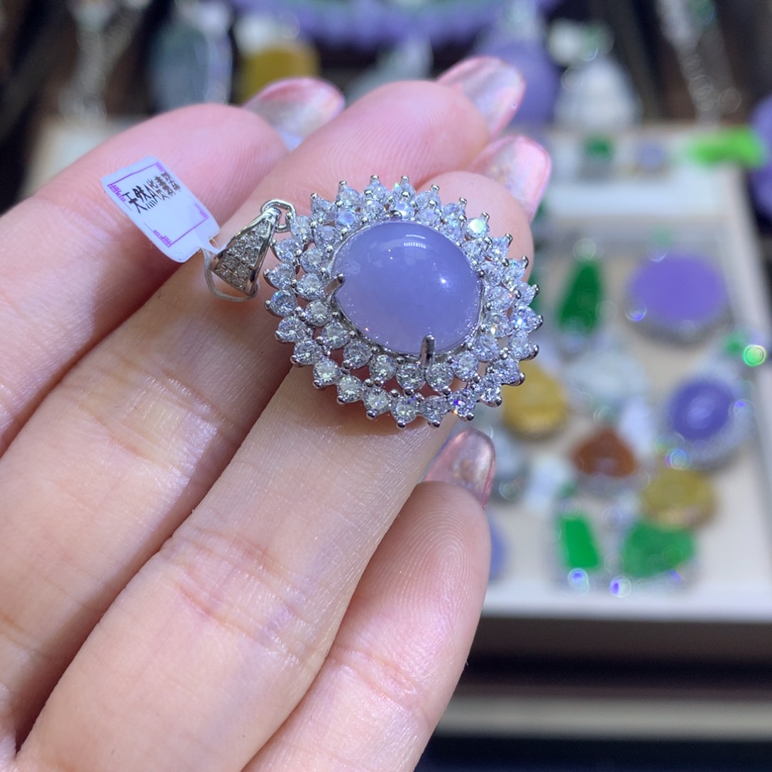 翡翠颈饰银S925镶嵌翡翠