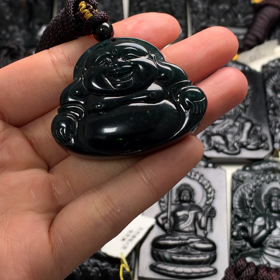 翡翠未镶嵌颈饰天然a货钢琴黑挂件