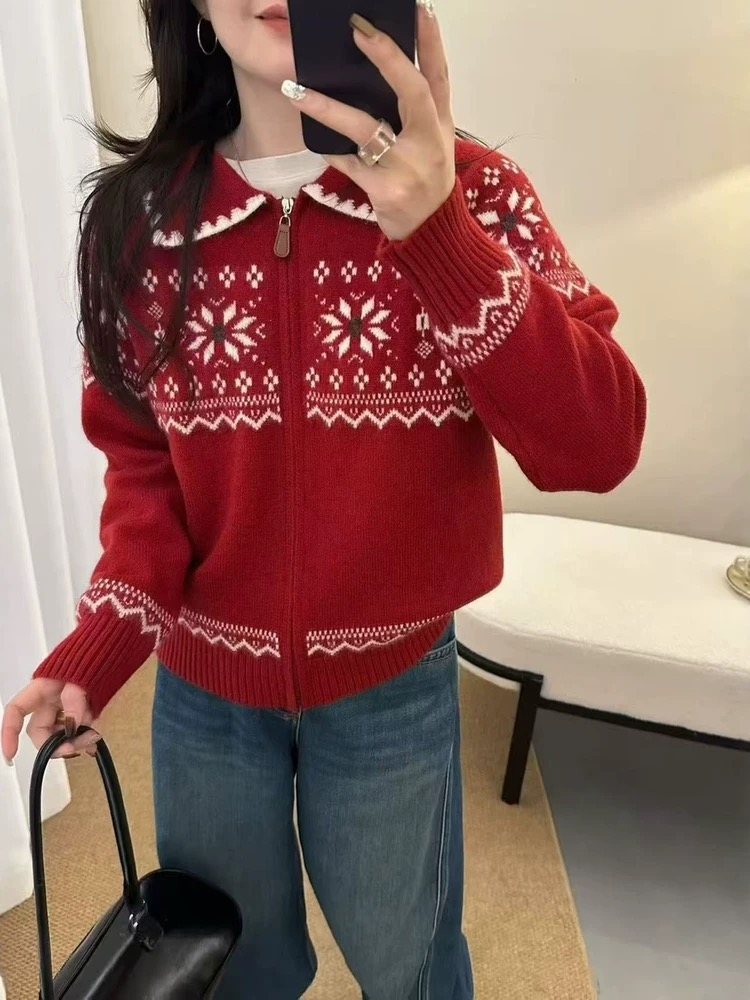 200斤大码女装长袖春季翻领针织女毛针织衫秋季时尚毛衣上衣1369