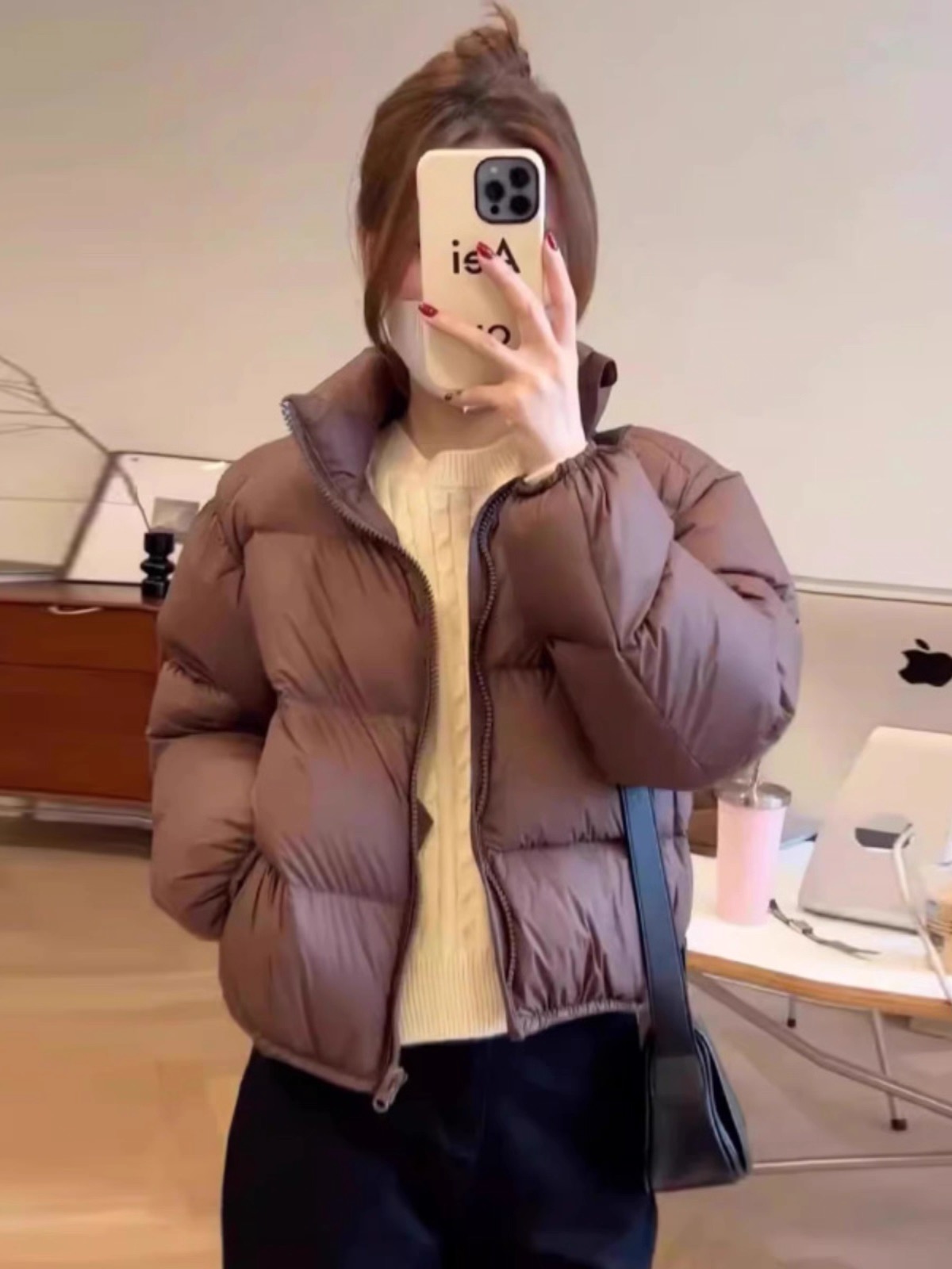 立领短款拉链女士冬季极简潮流女款时尚