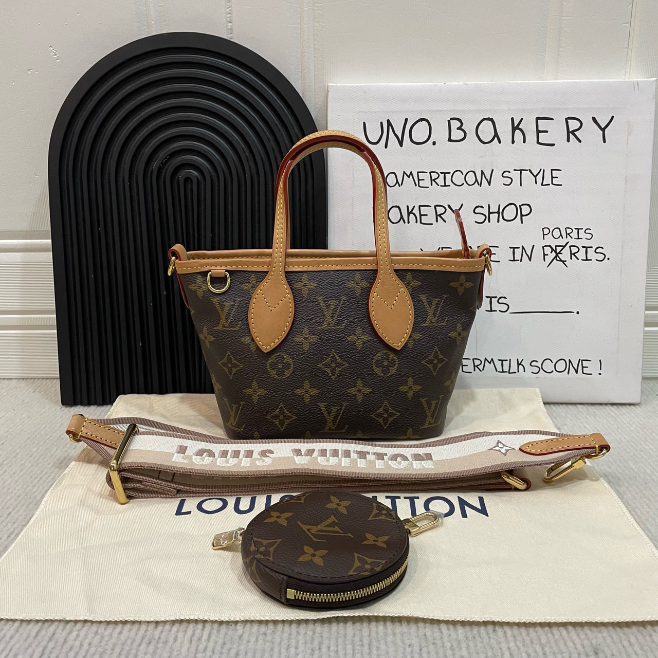 95新 LouisVuitton/路易威登 老花neverfull bb 