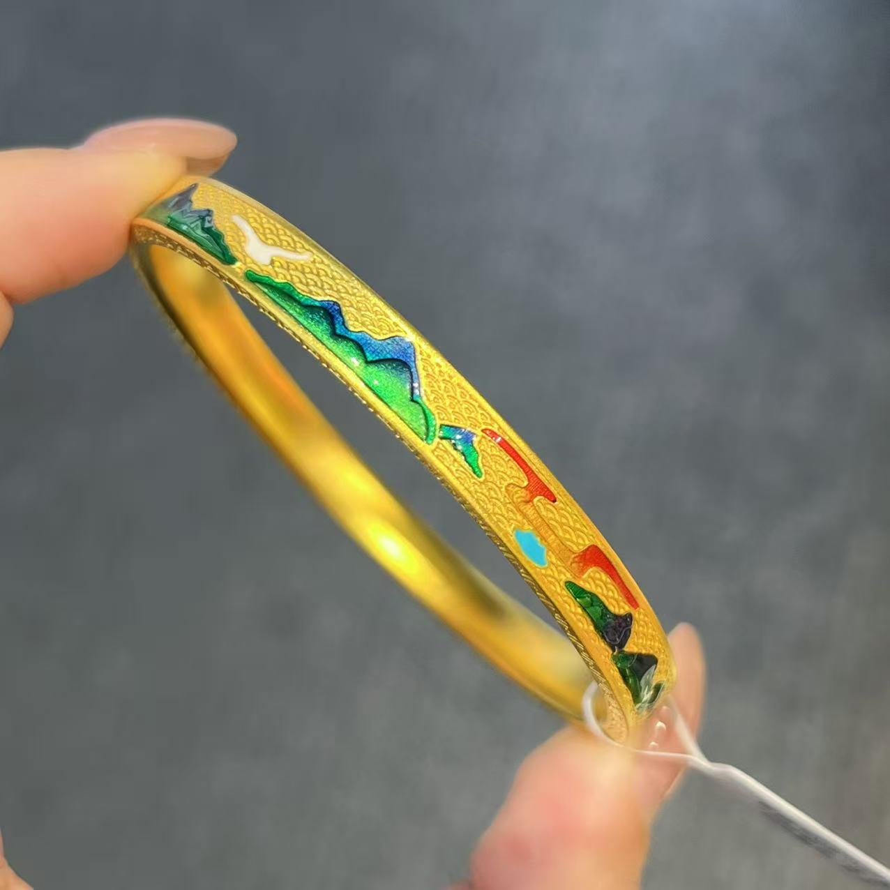 【新美源】足金999 烧蓝工艺 千里江山镯