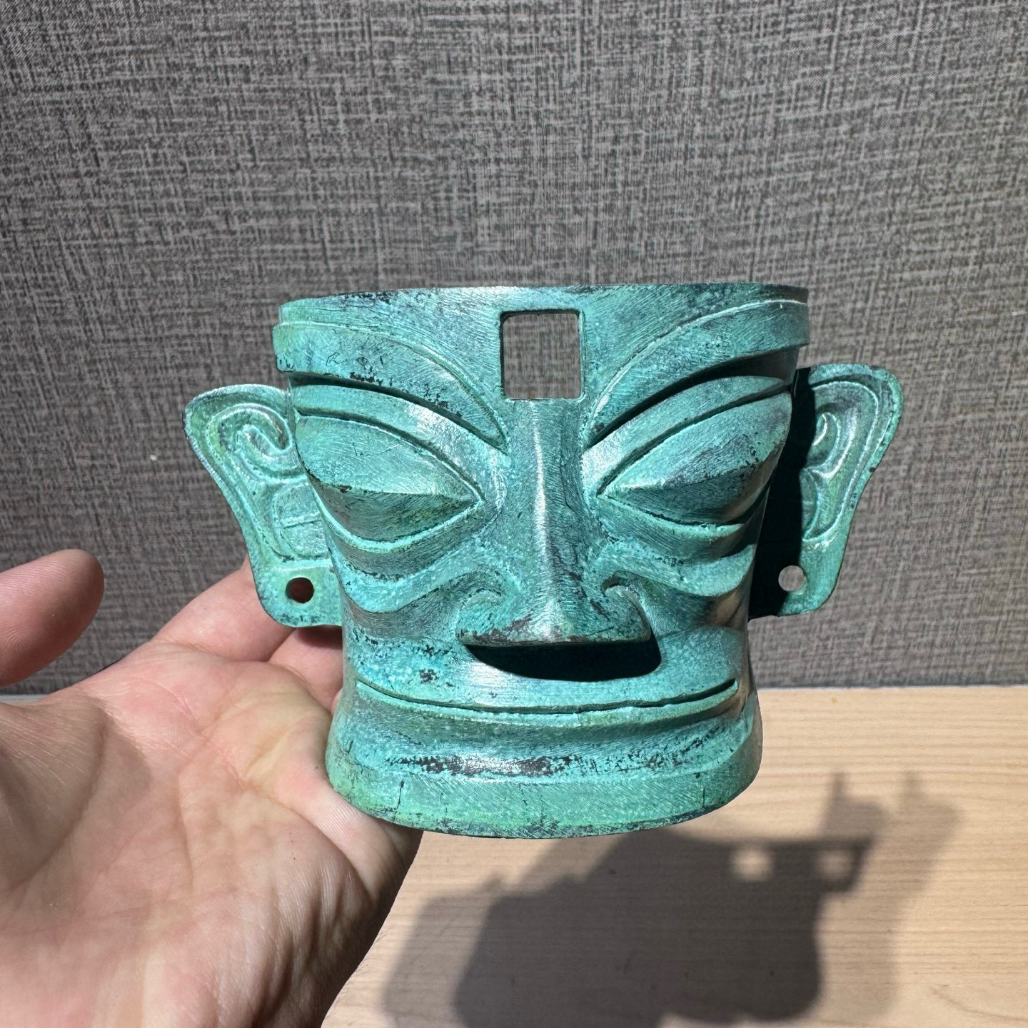 复古三星堆面具，仿古青铜器家居摆件，博古架，