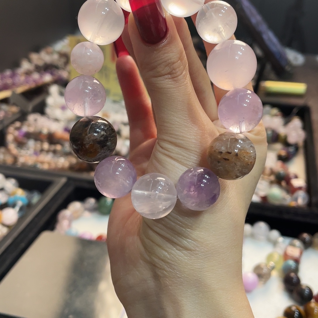 未镶嵌水晶手链粉紫大地