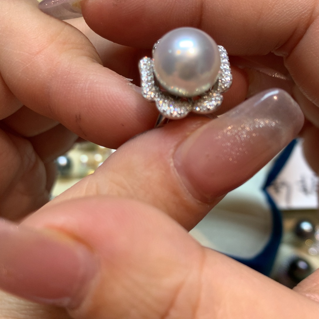 海水珍珠戒指银S925镶嵌