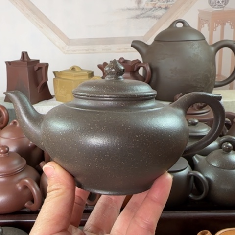 紫砂茶壶梨皮天青300cc