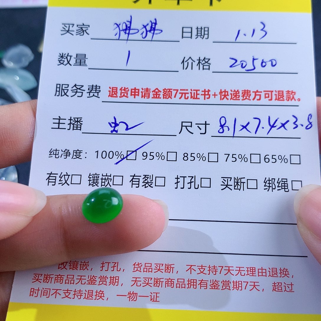 【闪购商品】翡翠颈饰未镶嵌绿蛋